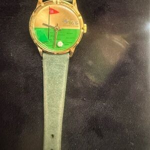 Gold and Green Golf-Themed Watch